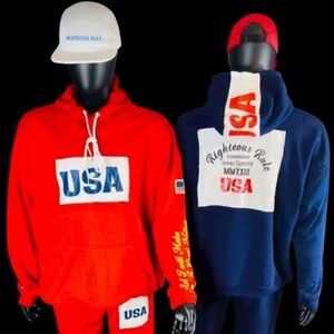 100%Cotton French Terry USA Hoodie Sweatsuit. Red High Quality